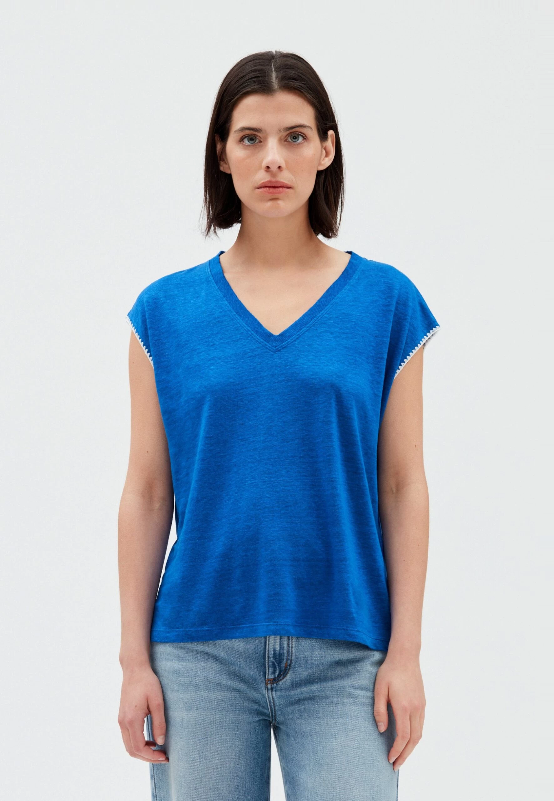 CLAUDIE PIERLOT Takeaway - T-Shirt Basique - Bleu Santorin 3 CLAUDIE PIERLOT Takeaway - T-Shirt Basique - Bleu Santorin