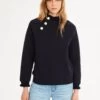 CLAUDIE PIERLOT Tape - Sweatshirt - Marine -Claudie Pierlot Mode 08e4464ac6b9479381623d189e932a13