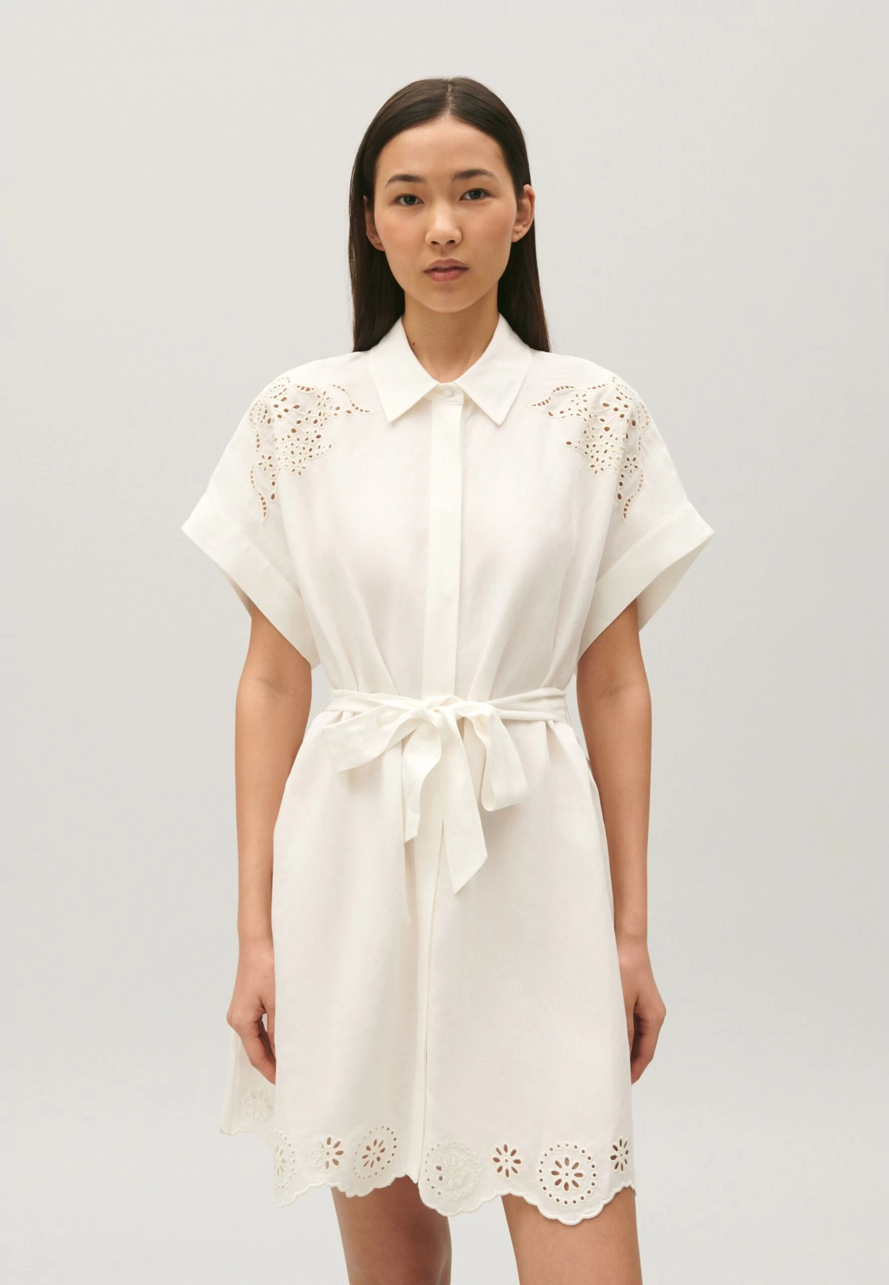 CLAUDIE PIERLOT Raflia - Robe Chemise - Ecru 3 CLAUDIE PIERLOT Raflia - Robe Chemise - Ecru