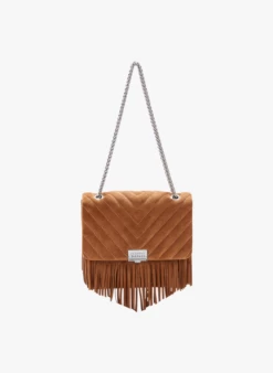 CLAUDIE PIERLOT ANGELA FRINGES - Sac Porté épaule Matelassé En Cuir | Marron