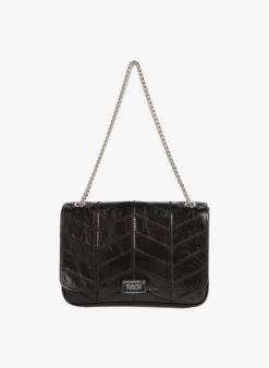 CLAUDIE PIERLOT ANGELO NEWSTITCHING - Sac Chaîne En Cuir Ciré | Noir