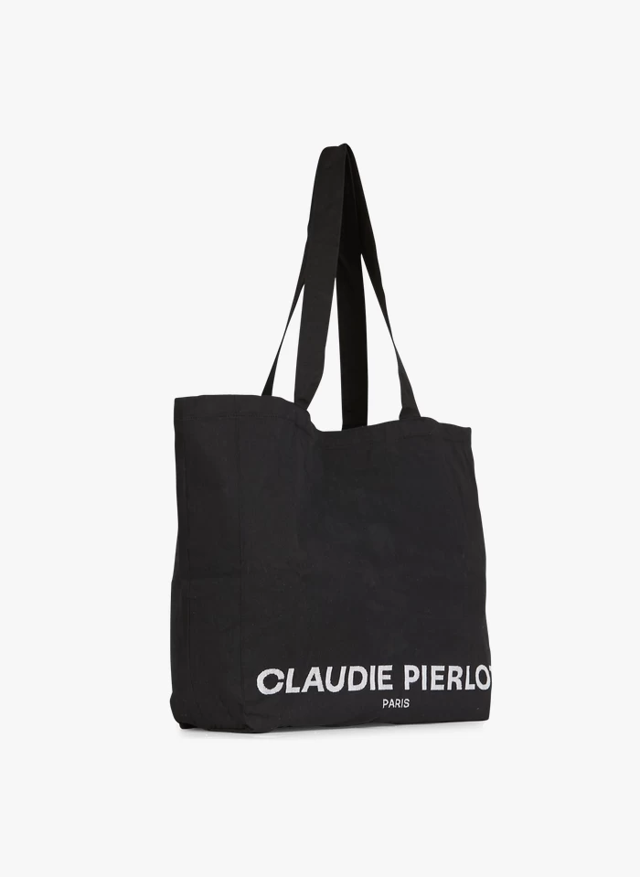 CLAUDIE PIERLOT ATOTEBAG - Sac Cabas En Coton Recyclé | Noir 6 CLAUDIE PIERLOT ATOTEBAG - Sac Cabas En Coton Recyclé | Noir – Image 4
