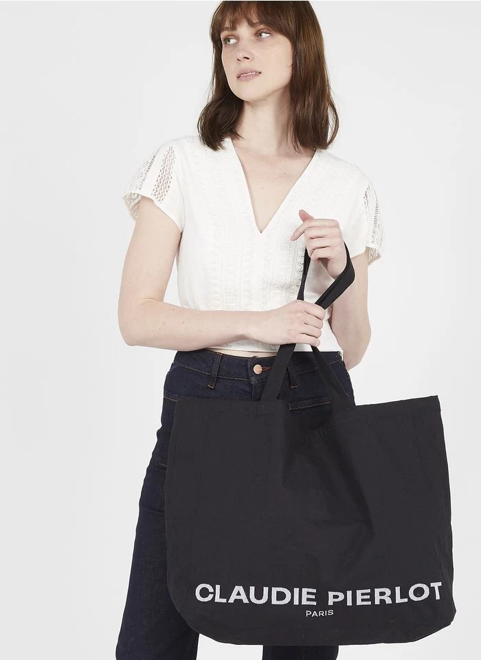 CLAUDIE PIERLOT ATOTEBAG - Sac Cabas En Coton Recyclé | Noir 4 CLAUDIE PIERLOT ATOTEBAG - Sac Cabas En Coton Recyclé | Noir – Image 2