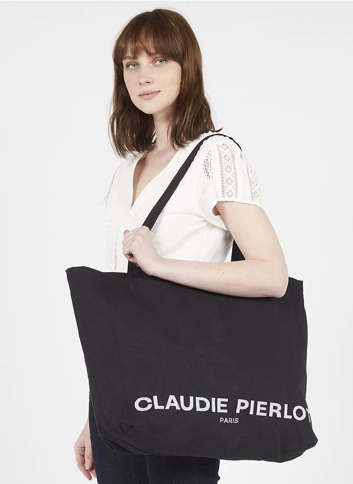 CLAUDIE PIERLOT ATOTEBAG - Sac Cabas En Coton Recyclé | Noir 5 CLAUDIE PIERLOT ATOTEBAG - Sac Cabas En Coton Recyclé | Noir – Image 3
