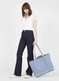 CLAUDIE PIERLOT ATOTEBAG - Sac Cabas En Coton Recyclé | Bleu -Claudie Pierlot Mode 3668254
