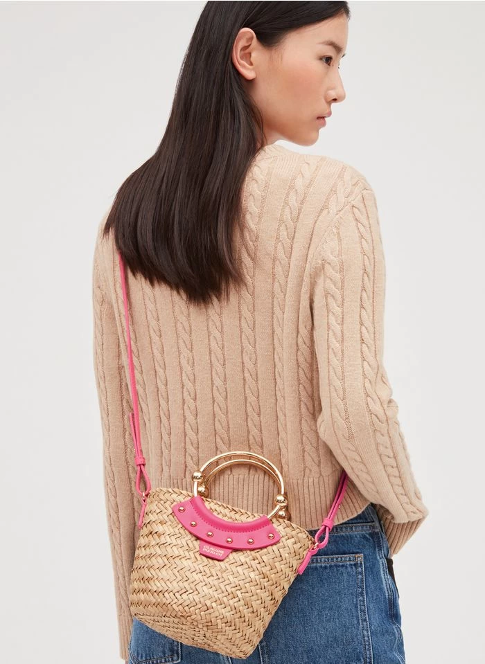 CLAUDIE PIERLOT ABEILLE - Sac Panier En Paille | Rose 4 CLAUDIE PIERLOT ABEILLE - Sac Panier En Paille | Rose – Image 2