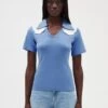 CLAUDIE PIERLOT Tavi - Polo - Bleu -Claudie Pierlot Mode 3cd690fb7ce543f187f012da0160a90e