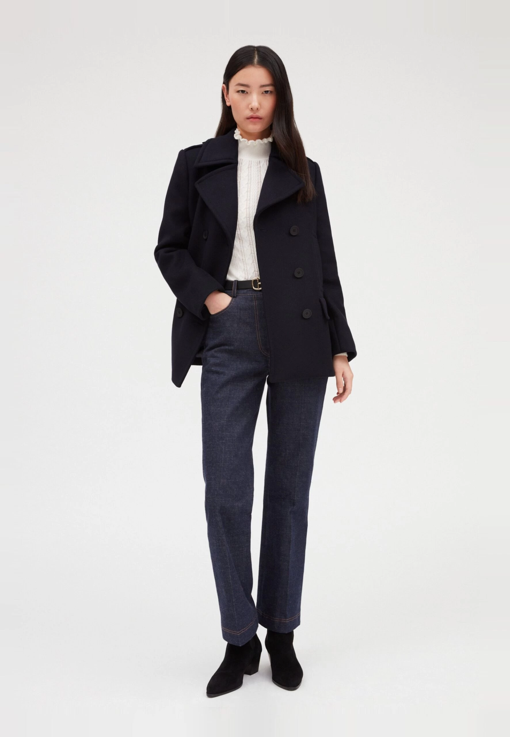 CLAUDIE PIERLOT Gaspard - Manteau Court - Marine Profond 4 CLAUDIE PIERLOT Gaspard - Manteau Court - Marine Profond – Image 2