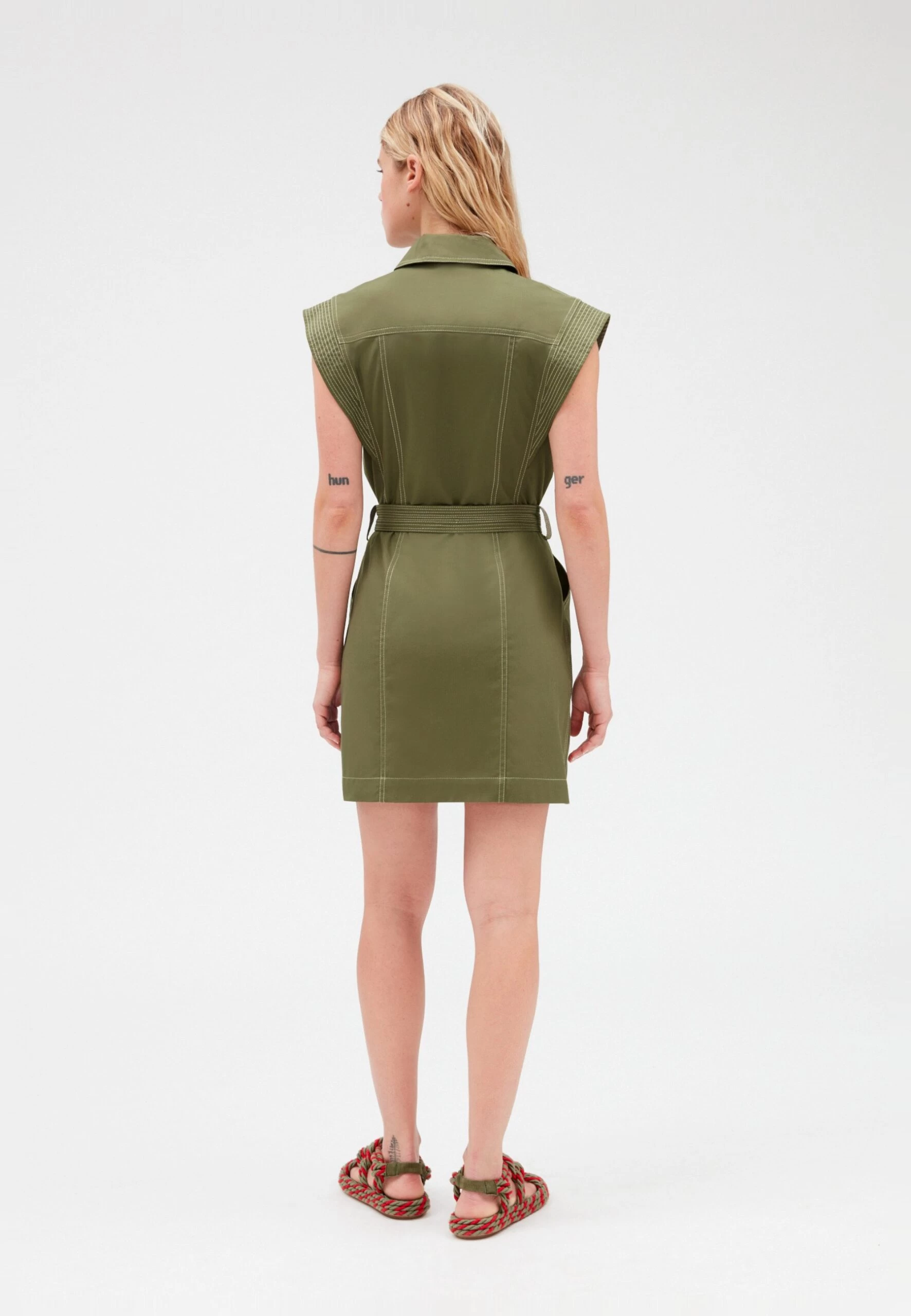 CLAUDIE PIERLOT Reflexiona - Robe Chemise - Kaki 5 CLAUDIE PIERLOT Reflexiona - Robe Chemise - Kaki – Image 3