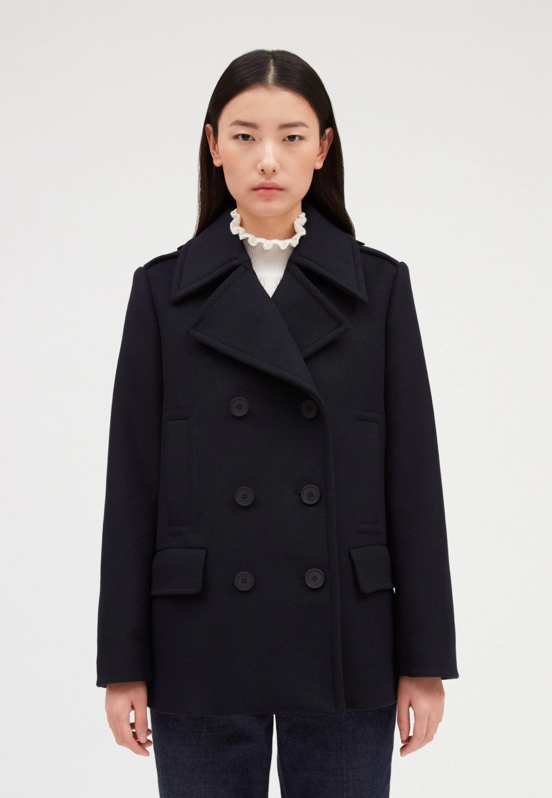 CLAUDIE PIERLOT Gaspard - Manteau Court - Marine Profond 3 CLAUDIE PIERLOT Gaspard - Manteau Court - Marine Profond