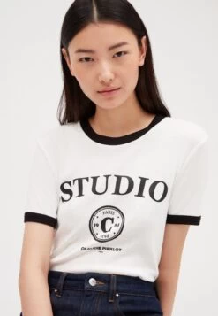 CLAUDIE PIERLOT Trailer - T-Shirt Imprimé - Ecru -Claudie Pierlot Mode 72d75c002f3f47eb94bb039016513b15