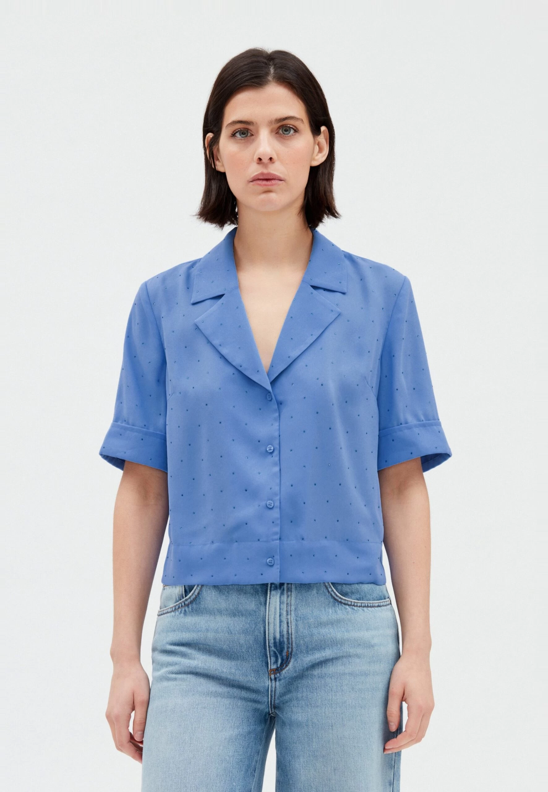 CLAUDIE PIERLOT Curiositestrass - Chemisier - Bleu Ciel