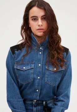 CLAUDIE PIERLOT Cafe - Chemisier - Denim Mid Blue -Claudie Pierlot Mode 883d4dc735574410b0ec089d658ce51a