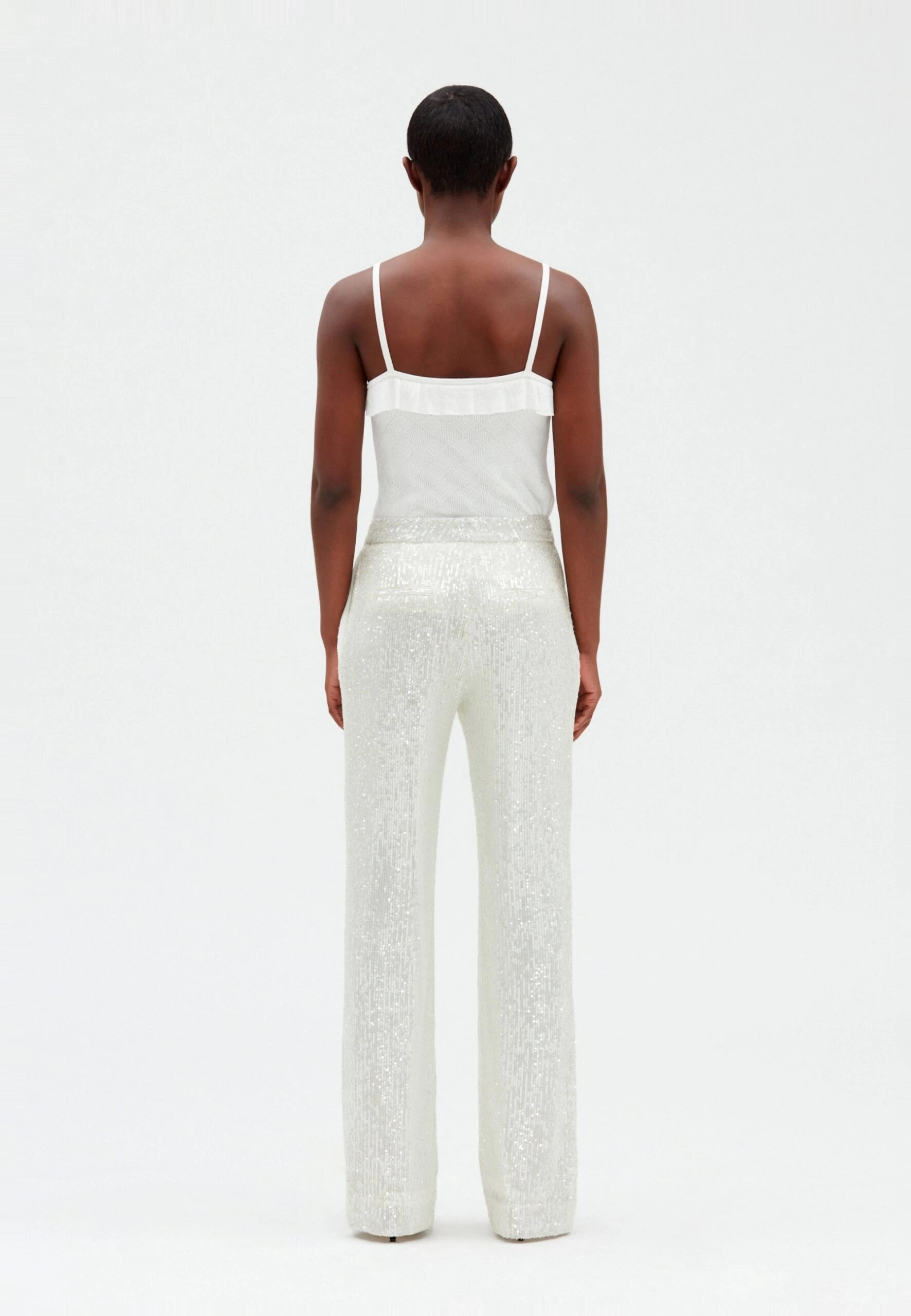 CLAUDIE PIERLOT Paillette - Pantalon Classique - Blanc 5 CLAUDIE PIERLOT Paillette - Pantalon Classique - Blanc – Image 3