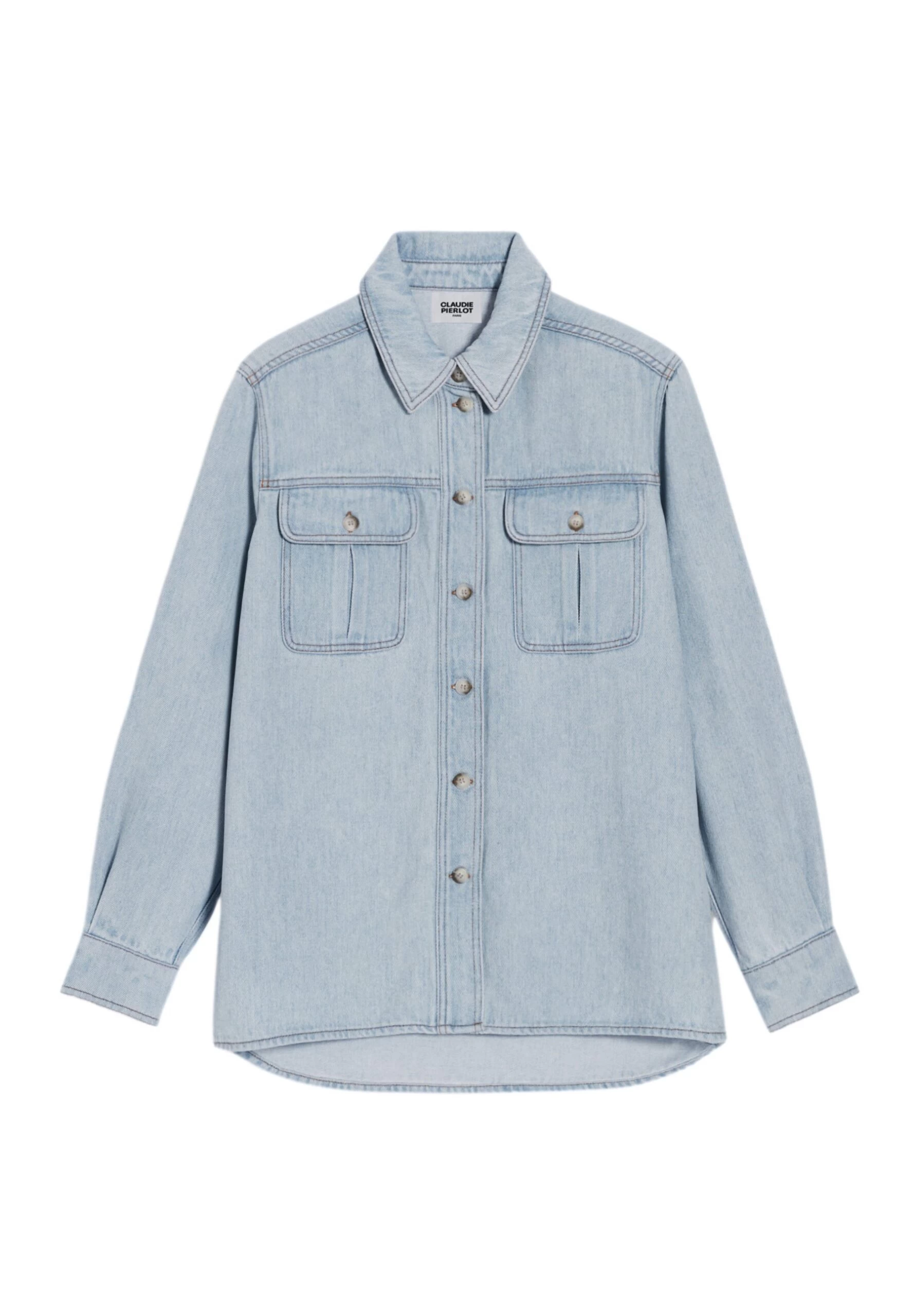 CLAUDIE PIERLOT Calisto - Chemisier - Denim Clair 7 CLAUDIE PIERLOT Calisto - Chemisier - Denim Clair – Image 5