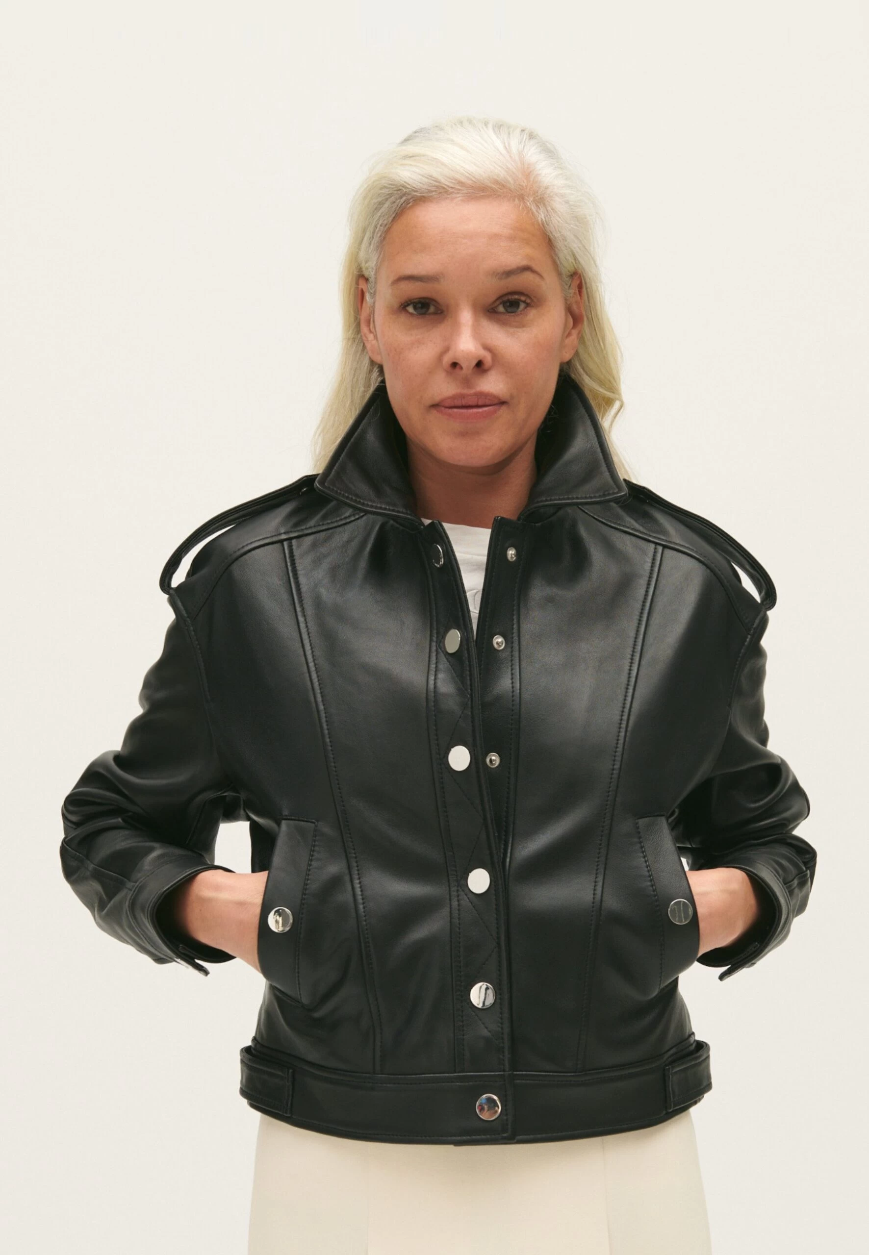 CLAUDIE PIERLOT Caillou - Veste En Cuir - Noir 3 CLAUDIE PIERLOT Caillou - Veste En Cuir - Noir