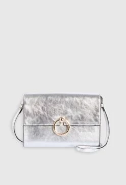 CLAUDIE PIERLOT Pochette Anouck Cuir Argent
