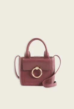 CLAUDIE PIERLOT Mini Sac Anouck Cuir Grainé Bordeaux