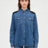 CLAUDIE PIERLOT Cafe - Chemisier - Denim Mid Blue -Claudie Pierlot Mode ad1ce30251654b4e8d70e8ddfa8727c7