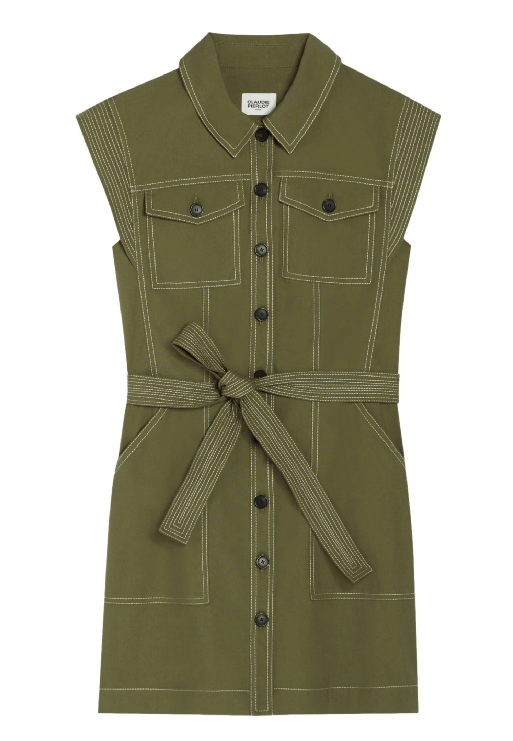 CLAUDIE PIERLOT Reflexiona - Robe Chemise - Kaki 7 CLAUDIE PIERLOT Reflexiona - Robe Chemise - Kaki – Image 5