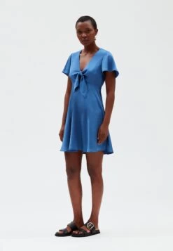 CLAUDIE PIERLOT Raffia - Robe De Jour - Bleu Orage -Claudie Pierlot Mode c0993b97606040378f78ec4222936dad