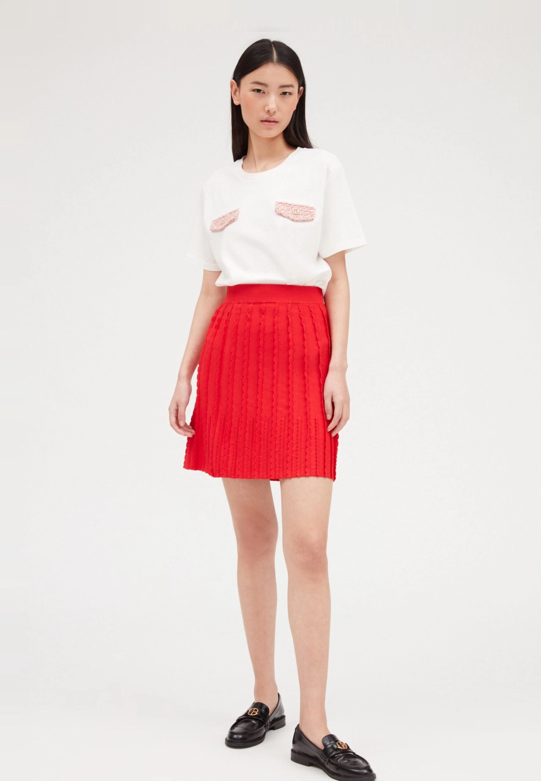 CLAUDIE PIERLOT Merina - Jupe Trapèze - Rouge 4 CLAUDIE PIERLOT Merina - Jupe Trapèze - Rouge – Image 2