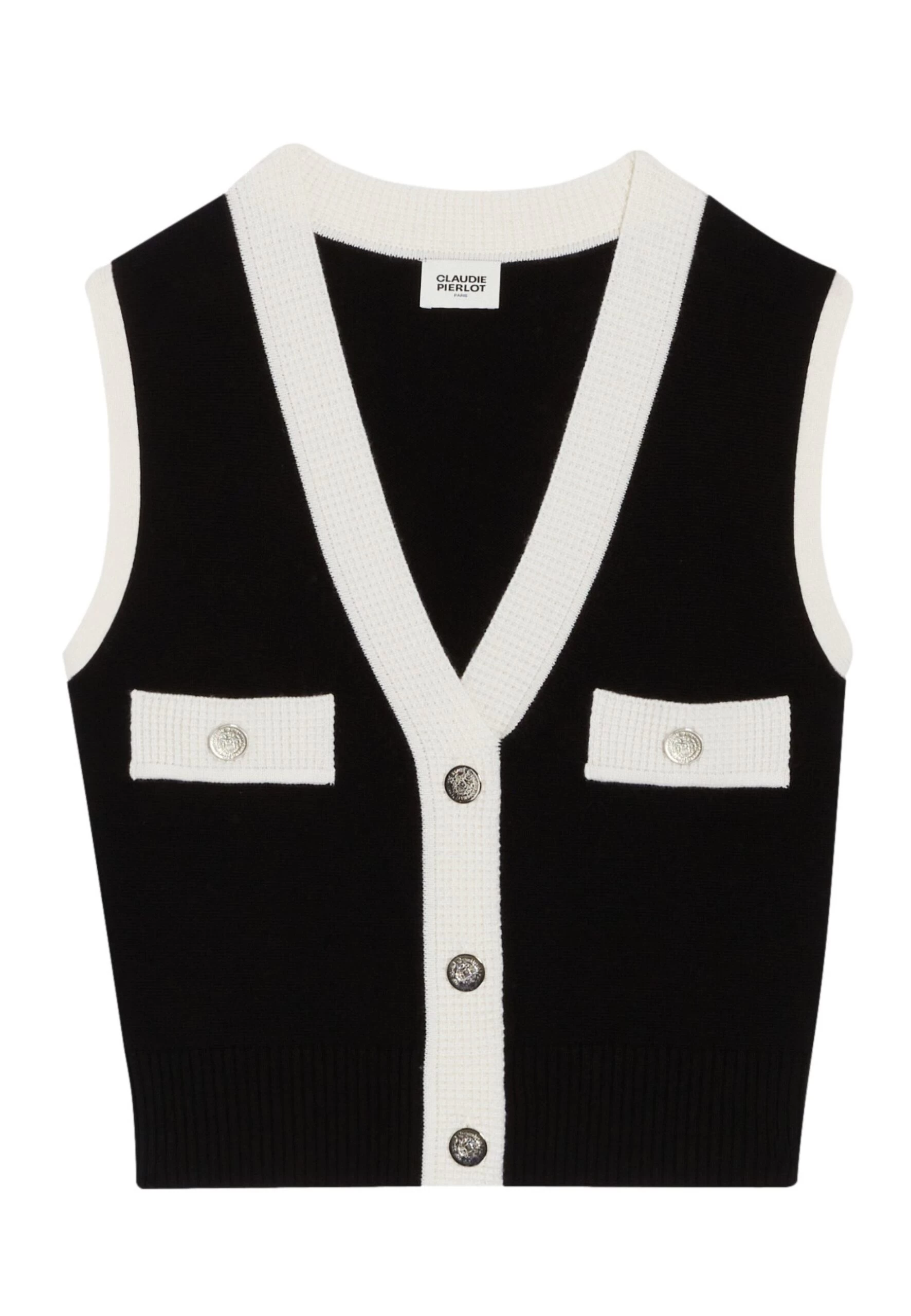 CLAUDIE PIERLOT Manou - Veste Sans Manches - Bicolore 6 CLAUDIE PIERLOT Manou - Veste Sans Manches - Bicolore – Image 4